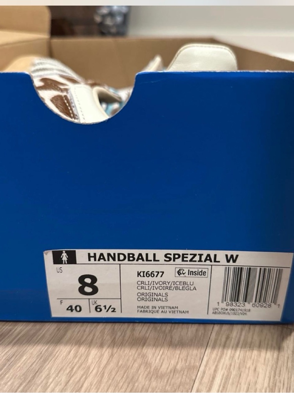 adidas Handball Giraffe Print Sneakers with Light Blue Laces - Picture 2 of 3